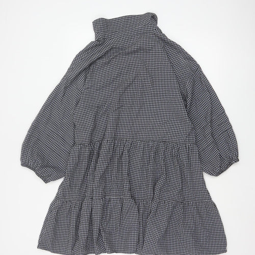 Oliver Bonas Women Black Check Shirt Dress UK 12 Long Sleeve