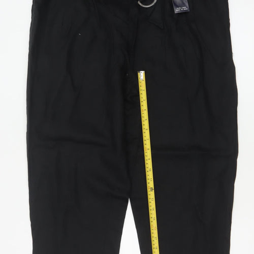 Marks and Spencer Women’s Black Linen Tapered Trousers Size 18 Regular