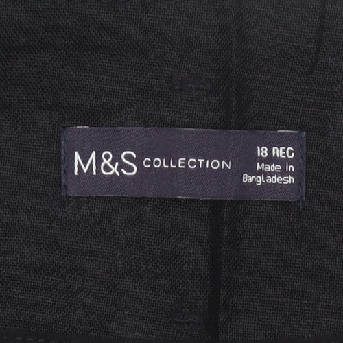 Marks and Spencer Women’s Black Linen Tapered Trousers Size 18 Regular