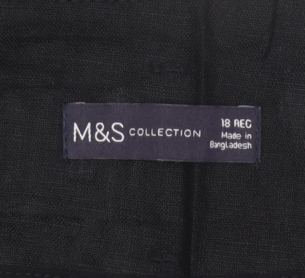 Marks and Spencer Women’s Black Linen Tapered Trousers Size 18 Regular