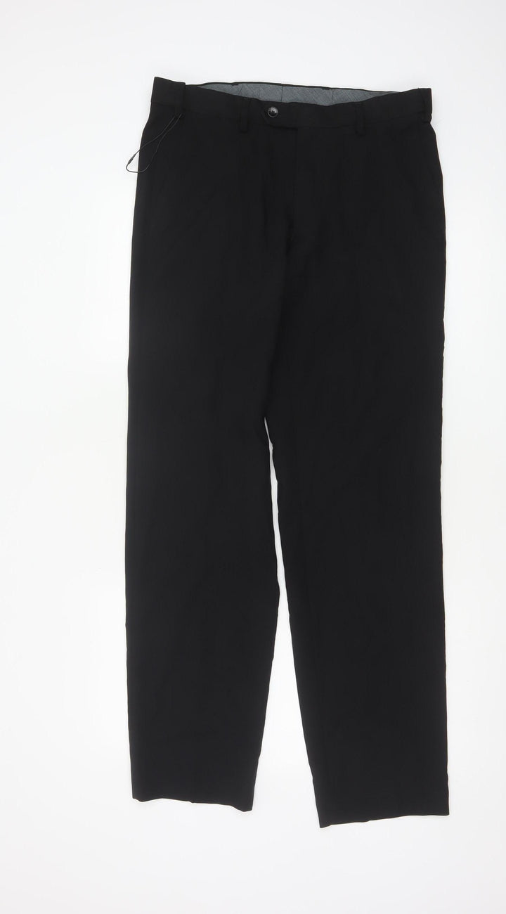 Marks and Spencer Men's Black 32x33 Tailored Dress Trousers