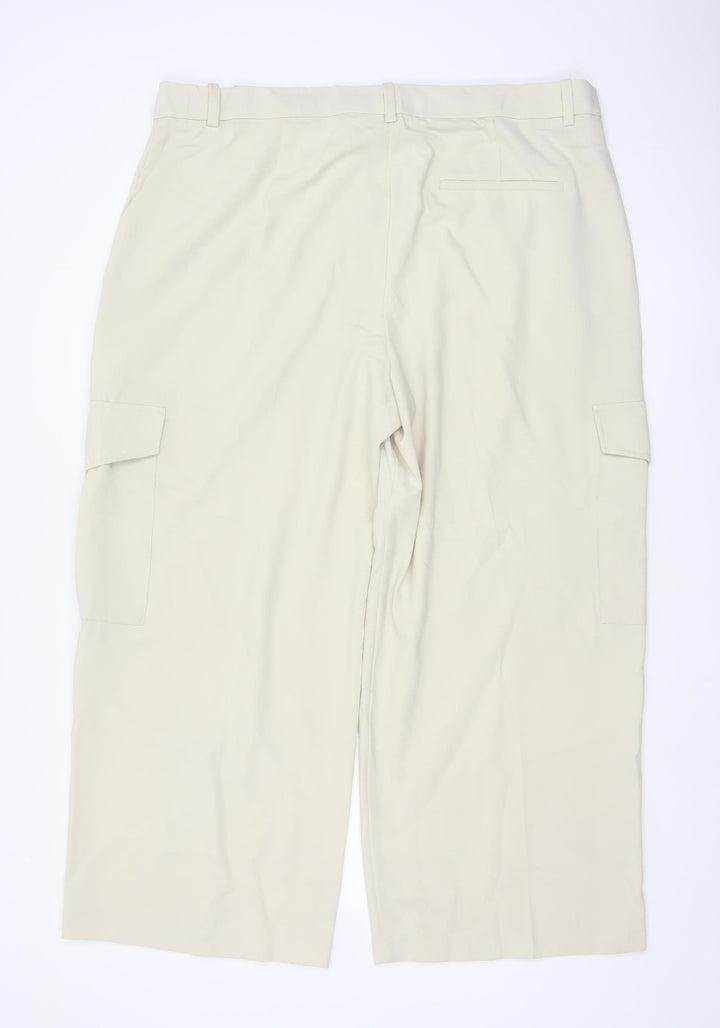 Marks and Spencer Women Beige Cargo Trousers Size 22 Regular Fit