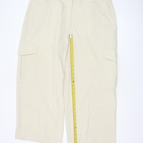 Marks and Spencer Women Beige Cargo Trousers Size 22 Regular Fit