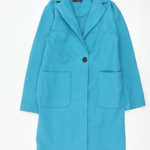 Marks and Spencer Women's Blue Size 6 Single-Breasted Mid-Length Coat