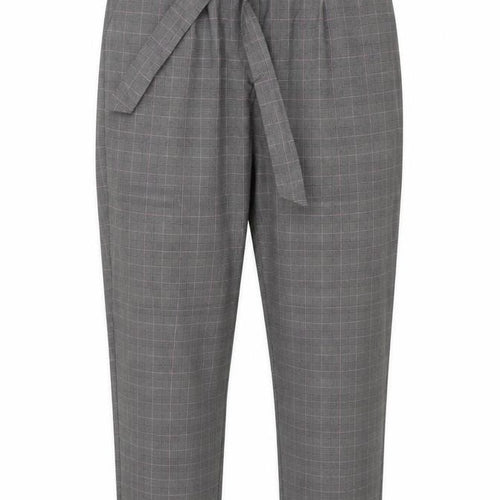 Oasis Womens Grey Check Belted Tapered Trousers Size 14