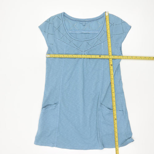 White Stuff Women's Blue Embroidered Cotton Tunic Top UK 10