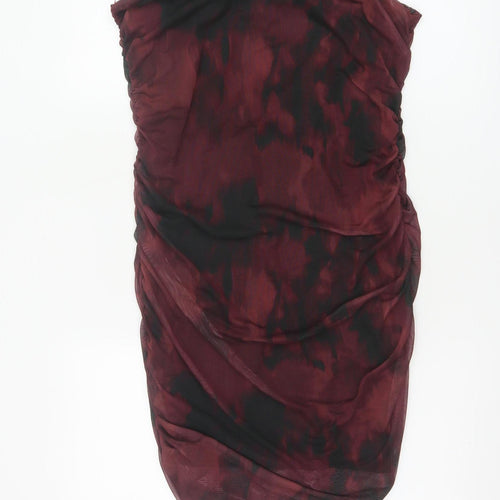 Pink Vanilla Women’s Red Tie Dye Bodycon Ruched Dress Size 14