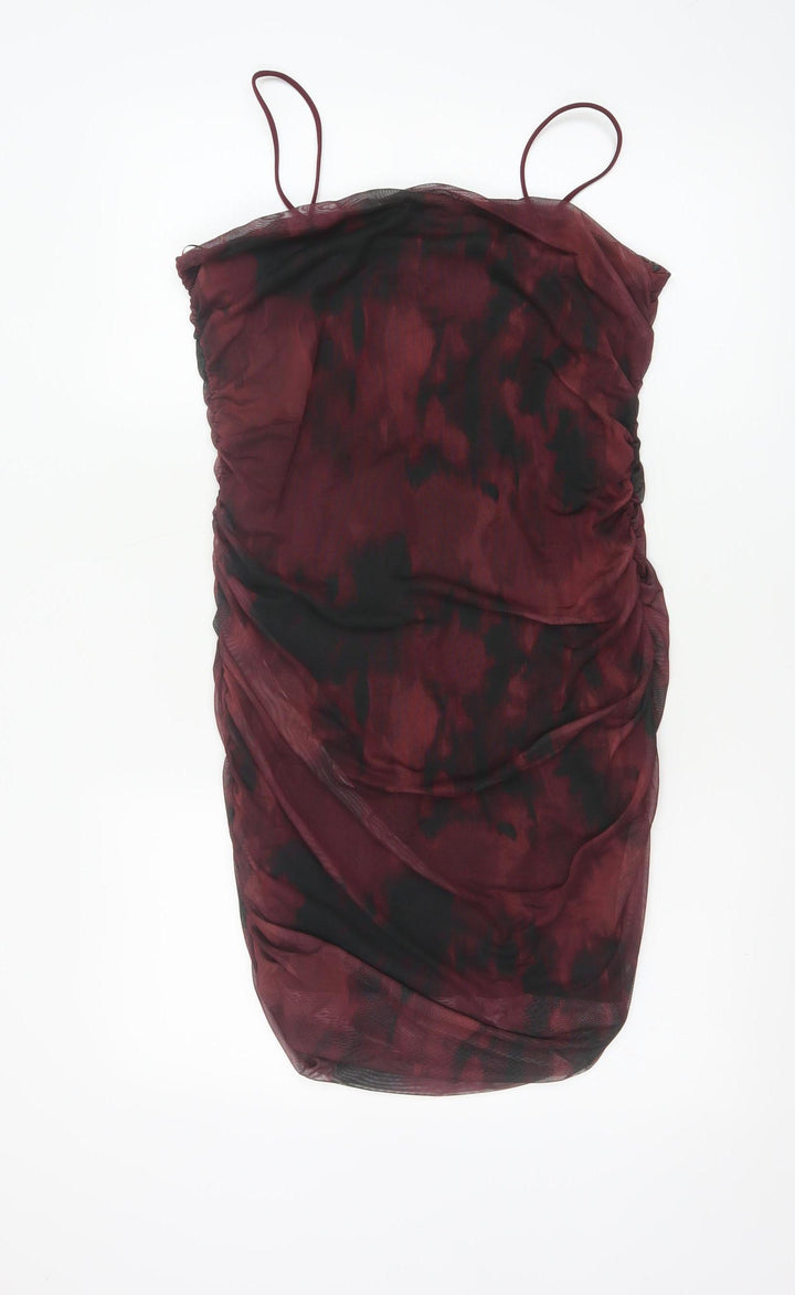 Pink Vanilla Women’s Red Tie Dye Bodycon Ruched Dress Size 14