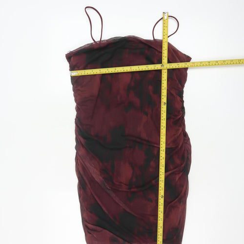 Pink Vanilla Women’s Red Tie Dye Bodycon Ruched Dress Size 14