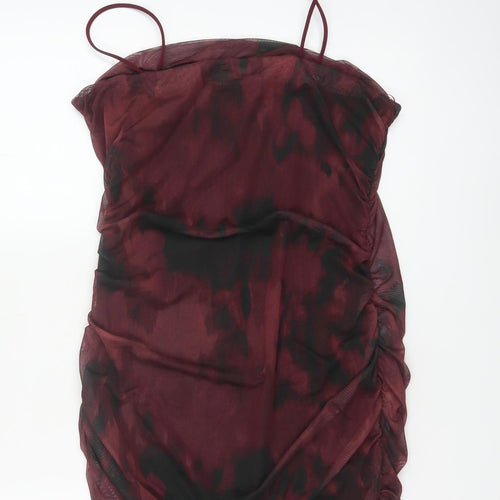 Pink Vanilla Women’s Red Tie Dye Bodycon Ruched Dress Size 14