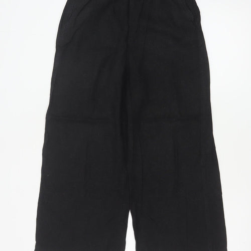Marks and Spencer Women’s Black Linen Blend Cropped Wide-Leg Trousers Size 8