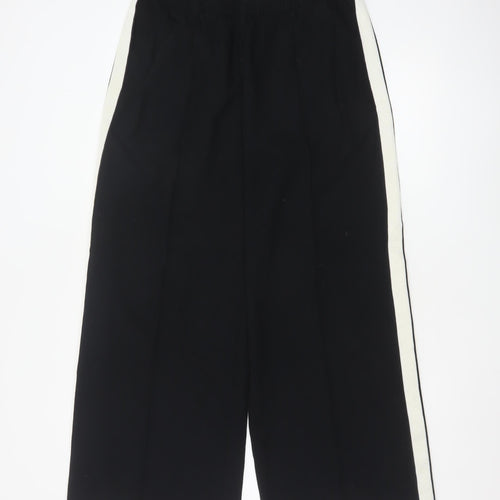 Marks and Spencer Women Black Wide-Leg Trousers Size 12 Short