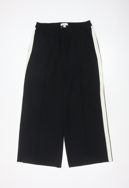 Marks and Spencer Women Black Wide-Leg Trousers Size 12 Short