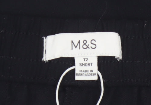 Marks and Spencer Women Black Wide-Leg Trousers Size 12 Short