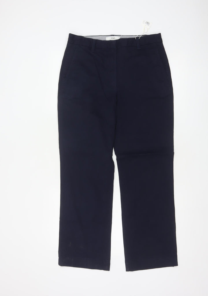 Marks and Spencer Women Navy Blue Size 12 Short Chino Trousers