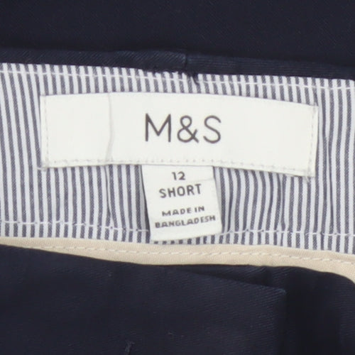 Marks and Spencer Women Navy Blue Size 12 Short Chino Trousers