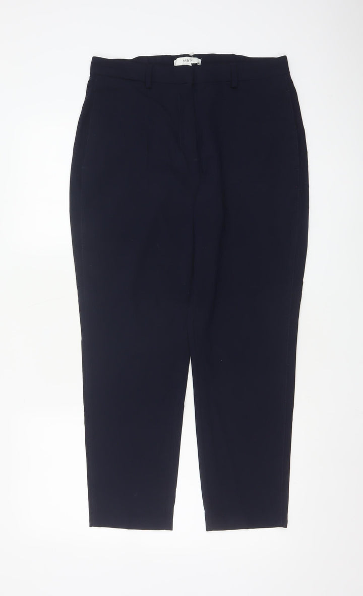 Marks and Spencer Women’s Navy Blue Short Tapered Trousers Size 12