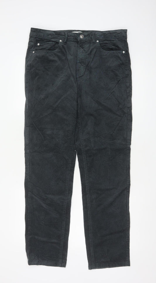 Marks and Spencer Women’s Black Corduroy Stretch Trousers Size 14 Regular