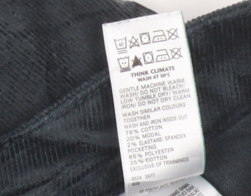 Marks and Spencer Women’s Black Corduroy Stretch Trousers Size 14 Regular