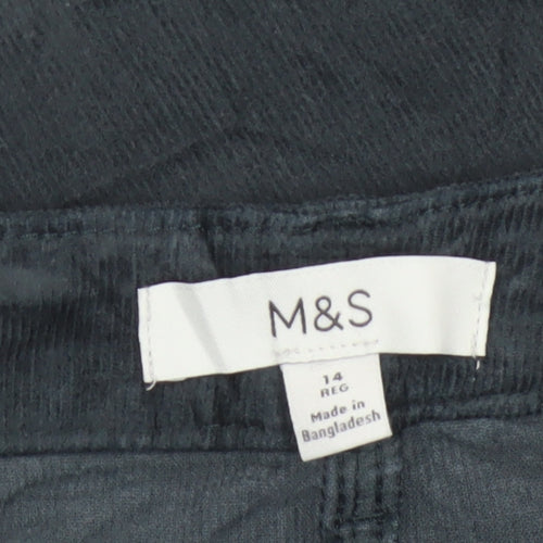 Marks and Spencer Women’s Black Corduroy Stretch Trousers Size 14 Regular