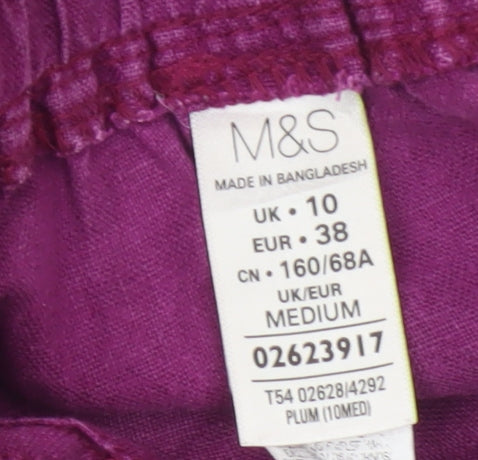 Marks and Spencer Women’s Purple Linen Cropped Trousers Size 10