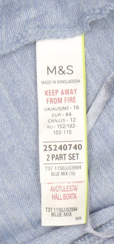 Marks and Spencer Womens Blue Jersey Pyjama Pants Size 16