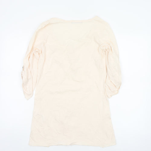 AKOZ Women's Beige Cotton 3/4 Sleeve Button Tunic Top S