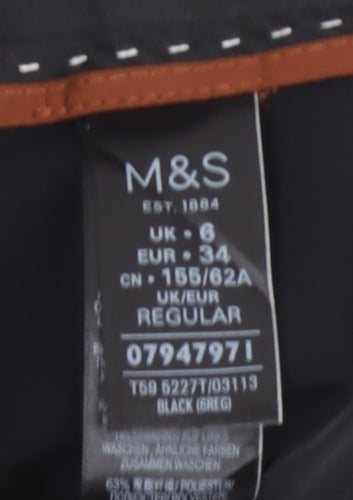 Marks and Spencer Women's Black Regular Slim Trousers Size 6
