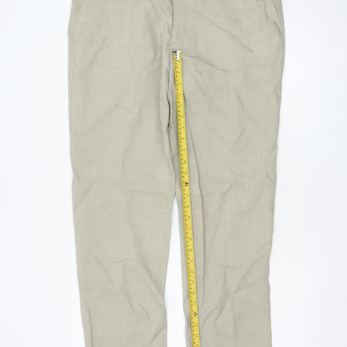 Marks and Spencer Men's Beige Linen Blend Tailored Chino Trousers 36L