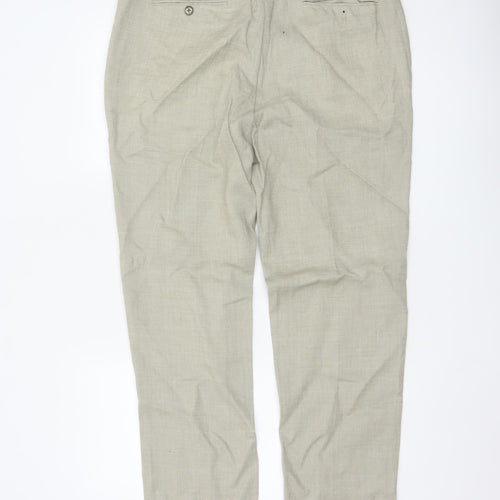 Marks and Spencer Men's Beige Linen Blend Tailored Chino Trousers 36L