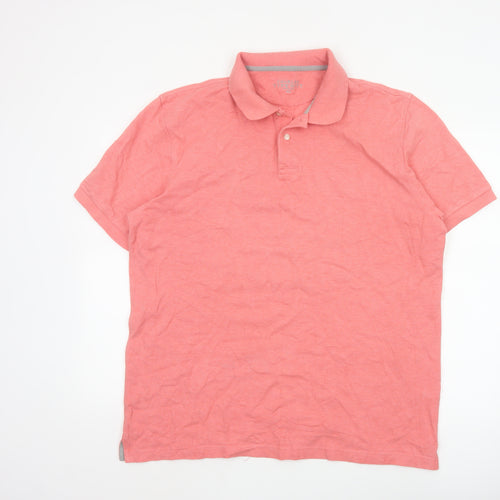 Charles Tyrwhitt Men's Pink Cotton Polo Shirt XL Regular Fit