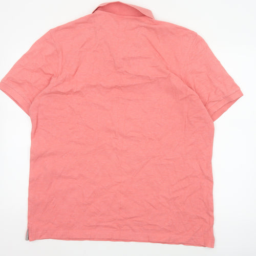 Charles Tyrwhitt Men's Pink Cotton Polo Shirt XL Regular Fit