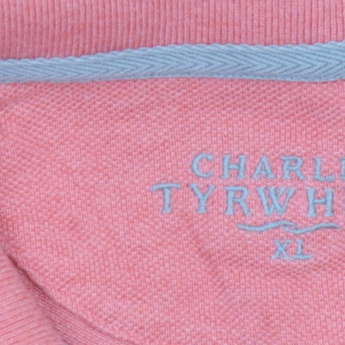 Charles Tyrwhitt Men's Pink Cotton Polo Shirt XL Regular Fit