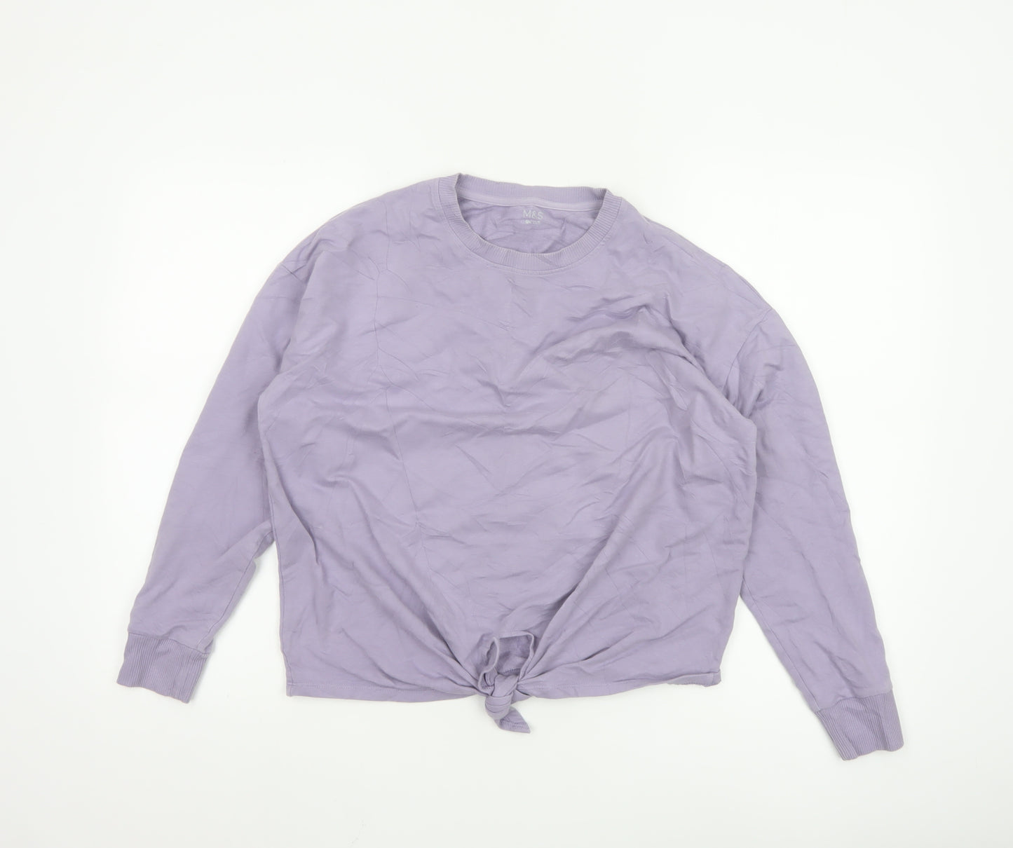 Marks and Spencer Womens Purple Cropped Long Sleeve T-Shirt Size 10