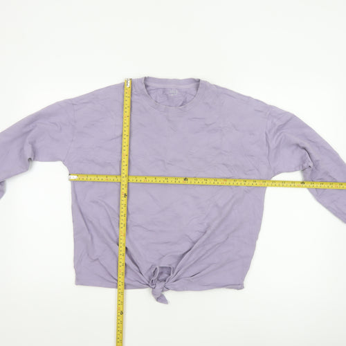 Marks and Spencer Womens Purple Cropped Long Sleeve T-Shirt Size 10