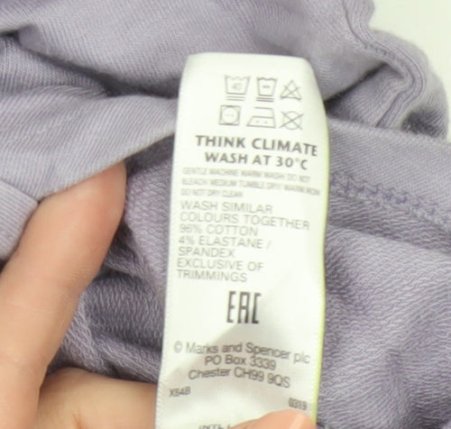 Marks and Spencer Womens Purple Cropped Long Sleeve T-Shirt Size 10