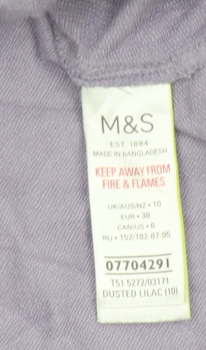 Marks and Spencer Womens Purple Cropped Long Sleeve T-Shirt Size 10