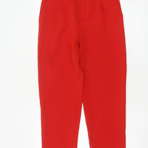 Attentif Paris Women Red Cropped Tapered Trousers Size 8