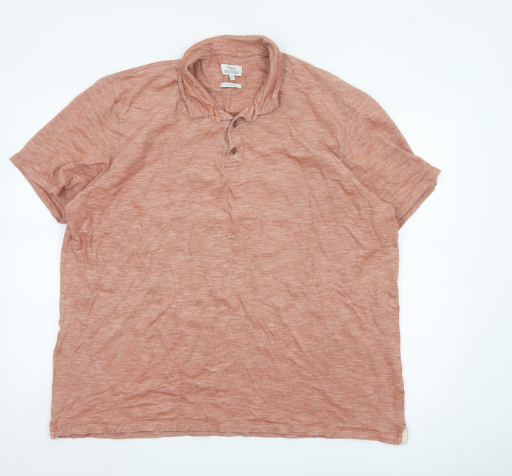 Next Men's Beige 3XL Cotton Short Sleeve Polo Shirt