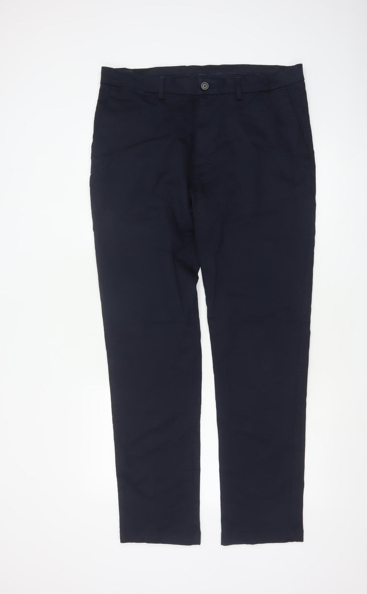 Marks and Spencer Men's Blue Slim Fit Chino Trousers 36/33