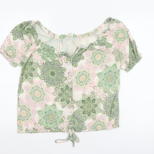 Fat Face Women’s Multicoloured Floral Cropped Blouse Size 10