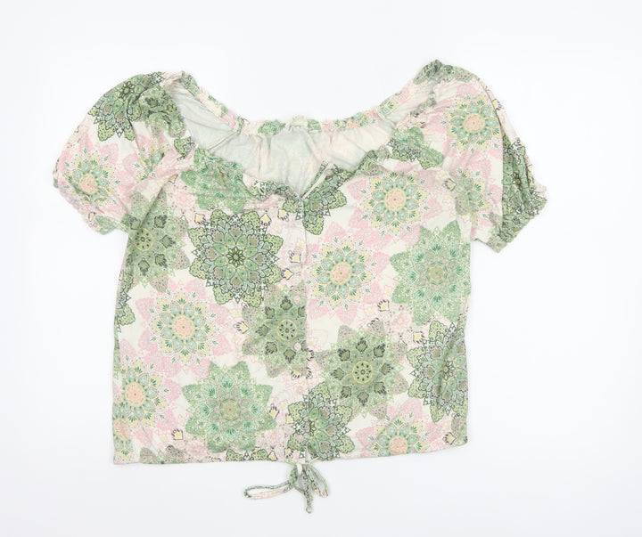 Fat Face Women’s Multicoloured Floral Cropped Blouse Size 10