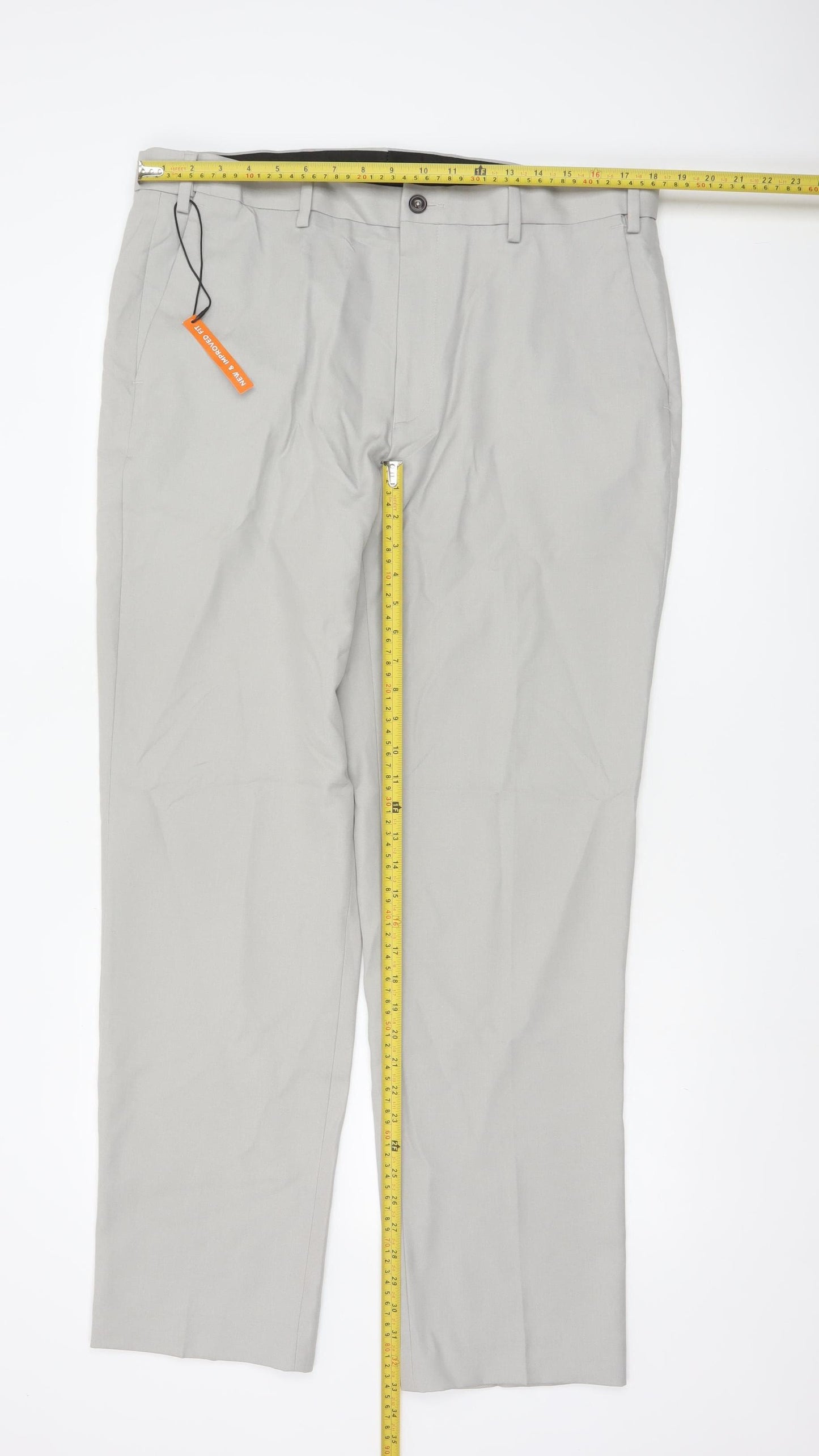 Marks and Spencer Men's Beige Regular Fit Chino Trousers 38x33