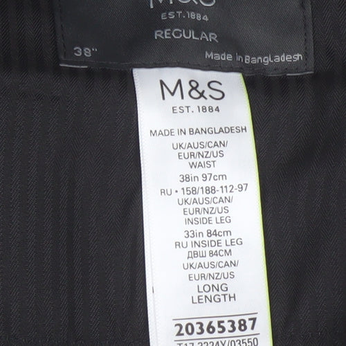 Marks and Spencer Men's Beige Regular Fit Chino Trousers 38x33