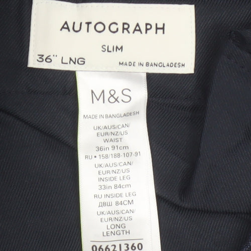 Marks and Spencer Autograph Men's Blue Slim Fit 36L Trousers