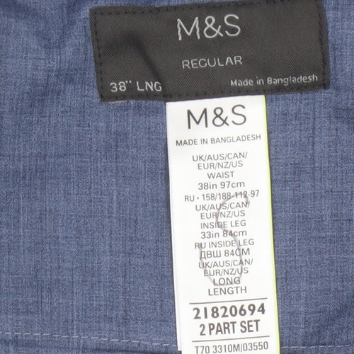 Marks and Spencer Men's Grey Regular Fit 38L Formal Trousers