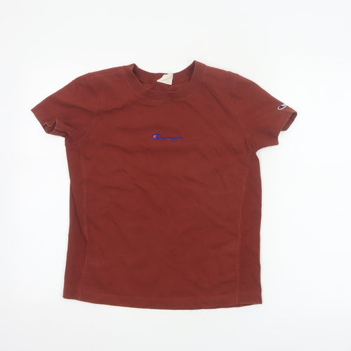 Champion Women's Brown XS Embroidered Logo Cotton T-Shirt