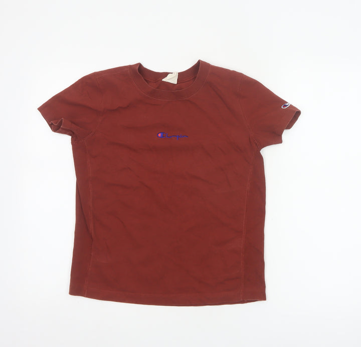 Champion Women's Brown XS Embroidered Logo Cotton T-Shirt