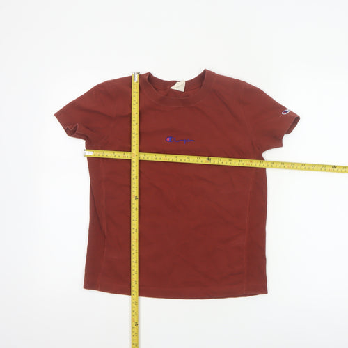 Champion Women's Brown XS Embroidered Logo Cotton T-Shirt