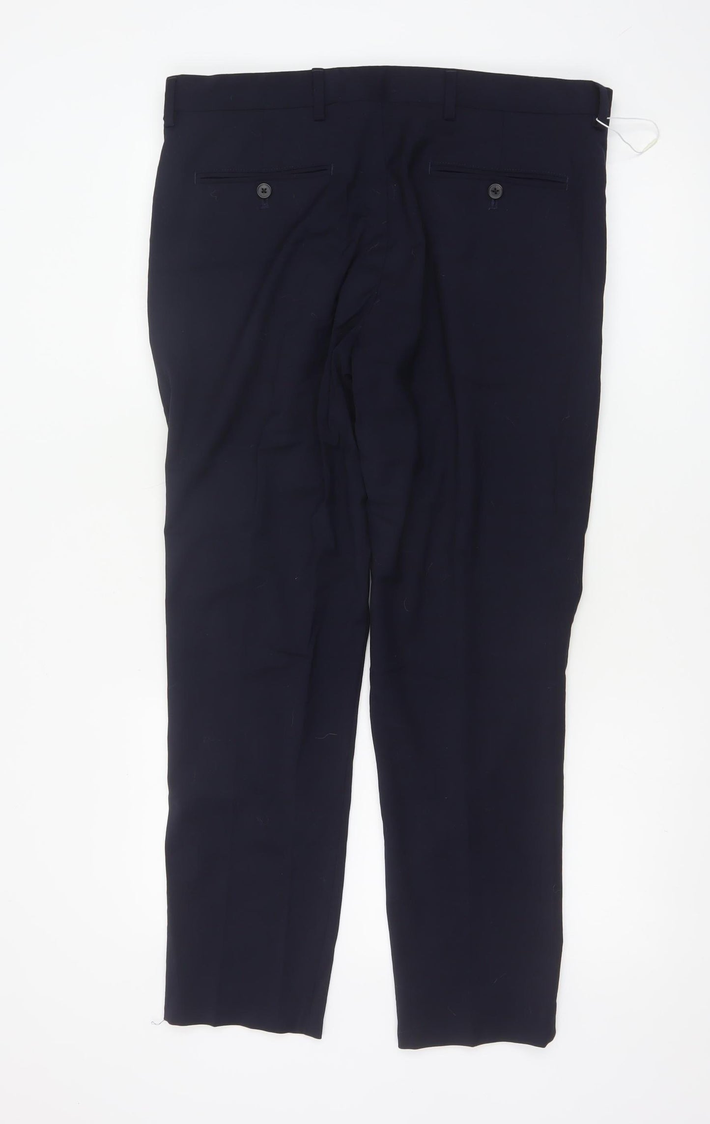 Marks and Spencer Men's Blue Wool Blend Dress Pants 36 Regular
